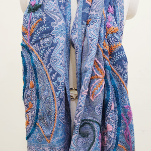 ผ้าคลุมไหล่ขนสัตว์สีฟ้าอ่อนผ้าพันคอยาวพิมพ์ลายให้ความอบอุ่นผ้าหนาสำหรับฤดูหนาว - Product Image 4