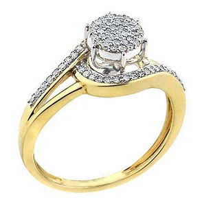 S925 Sterling Silver Gold Plated Round Shape Moisaanite Diamond Classic Anniversary Ring <b>Gift</b> for Women - Product Image 2