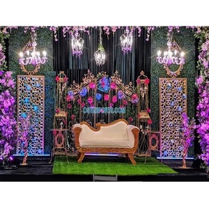 โลหะสไตล์กรอบประตูและอุปกรณ์ประกอบฉากสำหรับเวทีแผนกต้อนรับขายส่งงานแต่งงานโลหะยืนปากีสถาน Nikah พิธีอุปกรณ์ประกอบฉากโลหะ - Product Image 1