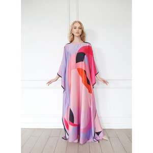 Caftán Tie Dye para Mujer, Vestido Maxi Ecológico hasta el Suelo, Corte Holgado, Estilo Elegante con Mangas Anchas, Ropa de Fiesta para Resort - Product Image 1