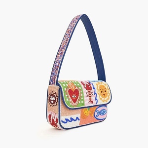 Bolso de mano de diseñador con cuentas hecho a mano de estilo indio multicolor, bolsos de hombro de fiesta de compras de noche de estilo bohemio - Product Image 6