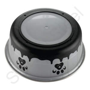 Cuenco antideslizante para mascotas, base de silicona de acero inoxidable, combinación de colores amarillo y gris, antisalpicaduras - Product Image 2