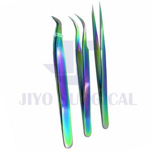 Pinzas de pestañas multicolores de acero inoxidable profesionales al por mayor aplicación sin esfuerzo para el cuidado elegante de la extensión de pestañas - Product Image 5