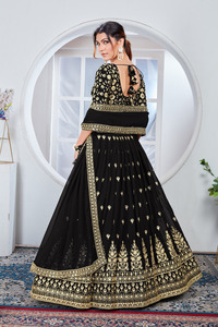 Qualité supérieure lavable fil paillettes broderie travail Faux Georgette Lehenga Choli femmes fête mariage porter indien Boutique Nx - Product Image 5
