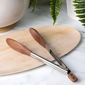 Handcrafted Modern Luxury Standard Size Wooden Matte Finished Salad <b>Tongs</b> Set Handle Marble Stone for <b>Kitchen</b> Utensils Flatware - Product Image 5