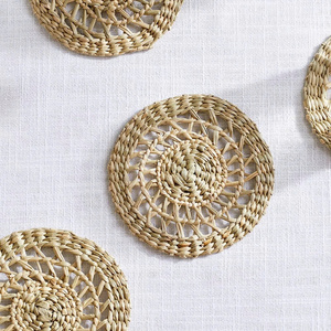 Posavasos de Pasto Marino Trenzados a Mano Clásicos, Recién Llegados, Gruesos y Naturales, para Decoración Rústica y Minimalista del Hogar - Product Image 1