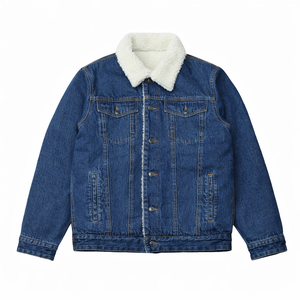 Veste en jean de haute qualité avec manches en cuir, veste en jean pour homme sur mesure, vente en gros - Product Image 1