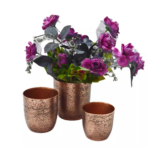 Designer Two Toned Color Nickel Plated Flower <b>Vase</b> Aluminum Hammered <b>Texture</b> Cone Shape Unique Style Fancy Wedding Flower <b>Vase</b> - Product Image 6