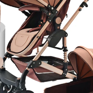 Poussette bébé, cadre en alliage d'aluminium, pliable, portable, capacité de charge de 15 kg, nouveau-né à 3 ans, tissu brun - Product Image 4