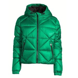 Meilleure qualité Nouveau design Tissu respirant Veste matelassée à capuche pour femme Noir - Product Image 1