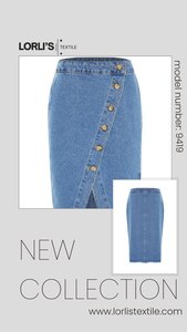 กระโปรงยีนส์ยาวประดับเลื่อมลูกไม้และขนนกสำหรับผู้หญิงไซส์ใหญ่ ดีไซน์เรียบหรู พร้อมกระดุมและเข็มขัด - Product Image 3