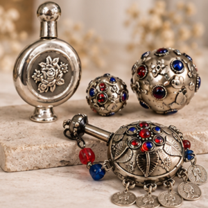 Adornos Navideños Metálicos Vintage Plateados con Piedras Preciosas, Decoraciones Colgantes de Estilo Antiguo para Árbol - Product Image 4