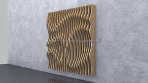 Kalatri Art déco moderne, art mural en bois ondulé fait à la main - Product Image 2