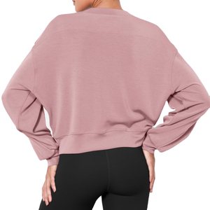 Vente en gros de sweat-shirt ras du cou décontracté à la mode vintage sport sweat en coton et polyester à manches longues pour femmes prix bon marché - Product Image 6