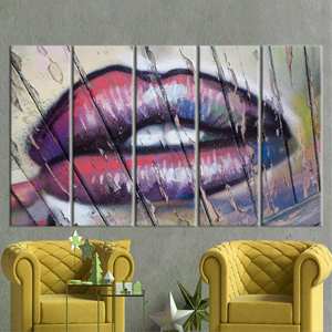 Impresión en lienzo moderna de arte labial - Decoración de pared con grafiti abstracto, 5P:Gallery Wrapped - Product Image 1