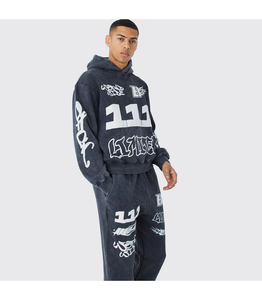 Al por mayor OEM mejores fabricantes última moda hombres Slim Fit chándales personalizados de alta calidad en relieve francés Terry hombres chándales - Product Image 2