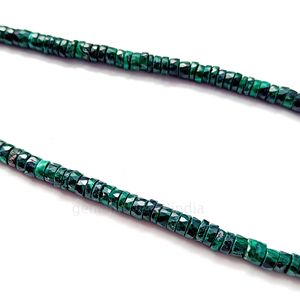 Collar de cuentas de piedras preciosas facetadas de piedra de malaquita natural para mujer, gargantilla de cuentas de neumático Heishi de 6mm, joyería de moda a granel - Product Image 5