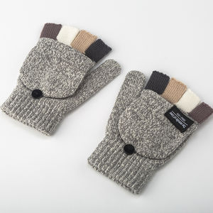 Gants d'automne et d'hiver de haute qualité en jacquard demi-doigt, couleur unie, chauds, pour le cyclisme quotidien, scènes de plein air - Product Image 5