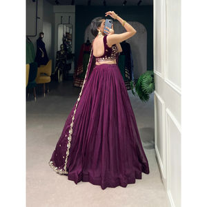 Vêtements indiens pakistanais Readymade Ethnic Outfit-Bollywood Style Lehenga Choli Set Organza cousu pour les fêtes de mariage - Product Image 4