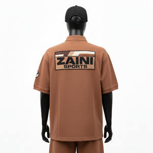 Chemise polo pour femme en polyester de luxe, tissu structuré respirant, marron classique avec logo tissé personnalisé, chemises polo en coton pour femme - Product Image 2