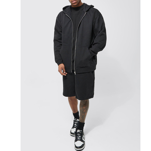 Conjunto de Sudadera con Capucha y Pantalones Cortos de Forro Polar para Invierno, Tallas Grandes, Secado Rápido, Transpirable, Ropa Deportiva Activa para Exteriores - Product Image 2