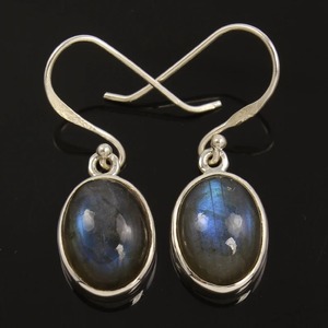 Labradorite Gemstone <b>Earrings</b> 925 <b>Solid</b> Sterling <b>Silver</b> Oval Shape <b>Earrings</b> for Women & Girls Dangle <b>Earrings</b> <b>Silver</b> Jewelry - Product Image 3