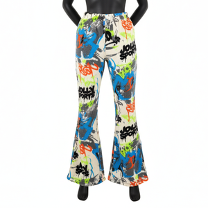 Pantalones de Mujer con Corte Acampanado, Tela Jersey de Algodón y Elastano de Primera Calidad de 220 g/m², Estampado de Grafiti, Ajuste Elástico, Logotipo Personalizado - Product Image 1