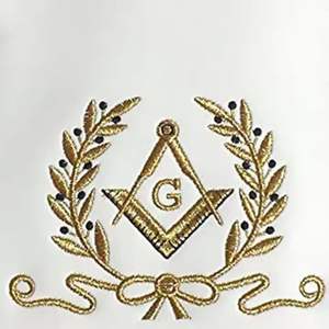 Tablier de loge Master Mason Bleu Marine Avec Piliers Regalia Maçonnique Brodé Masons Confortable OES Tabliers Maçonniques - Product Image 5