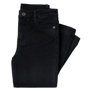 Jeans évasés taille haute, denim extensible noir, coupe slim bootcut, style 5 poches, jeans tendance et confortables pour femmes - Product Image 3