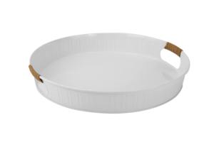 Plateau en métal de couleur émail de style classique comme centre de table décoratif ou plateau de service fonctionnel pour les rassemblements - Product Image 2