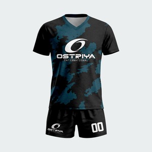 Latest 2026 Breathable Quick Dry V-neck Short Sleeve Soccer Uniforms Made 100% Polyester Adult Wear Sets Front <b>Heat</b>-Transfer - Product Image 2