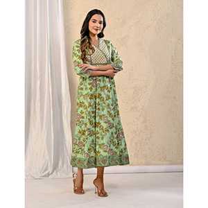 Vestido Casual de Algodón Estampado Pista para Mujer, Estilo Hippie Elegante, Cintura Natural, Transpirable, Largo hasta el Suelo, ODM 5XL - Product Image 3