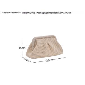 Sac Nuage en Coton Tissé Fait Main au Crochet pour Femme, Fermeture à Rabat, Polyvalent Quatre Saisons, en Polyester Durable, Capacité 3L+, Sans Bandoulière, Printemps - Product Image 4
