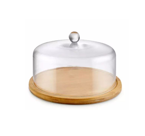 Wood Cake Dessert <b>Stand</b> <b>Display</b> Rack Decorative Cake Dome with Wooden Plate Cake <b>Display</b> <b>Stand</b> Wholesale Price - Product Image 1