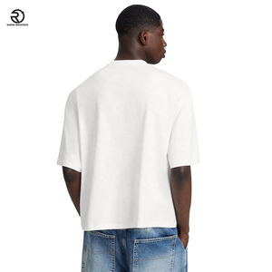 Venta al por mayor Drop Shoulder Heavyweight T-Shirts Custom Cotton Oversized Serigrafía Boxy Cropped T Shirt para hombres - Product Image 2