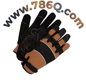 ถุงมือช่างหนังสังเคราะห์พร้อมถุงมือป้องกันแรงกระแทกฝ่ามือและถุงมือไฟฟ้าแบบบุนวม - Product Image 1