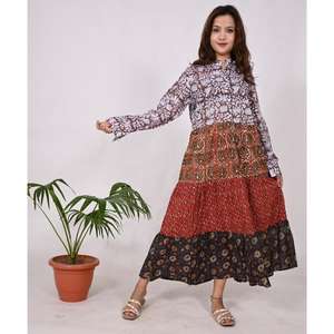 Boho coton Patchwork Maxi robe à la main Floral longue robe pour les femmes fête et été porter - Product Image 4