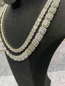 Cadena cubana de Plata de Ley 925 con corte de Baguette, Diamante de moissanita magnífico, joyería de eslabones de Hip Hop, cadenas finas - Product Image 2