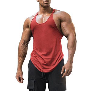 Gran oferta de camiseta sin mangas de verano para hombre, camiseta sin mangas de entrenamiento transpirable ecológica en rojo liso - Product Image 5
