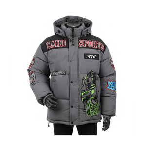Chaqueta acolchada urbana de poliéster GSM 300 Premium con bordado Patchwork Street Style Custom Logo Design Puffer Jacket para hombre - Product Image 1