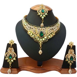 Ensemble de bijoux vintage en alliage de zircon, imitation perle, pierres de cristal, collier, boucles d'oreilles, serre-tête pour femmes, cadeau de fiançailles, de mariage - Product Image 1