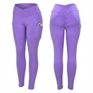Pantalons de yoga en spandex super doux pour femmes, leggings de fitness taille haute avec logo personnalisé, faible MOQ, leggings de yoga à taille élastique - Product Image 1