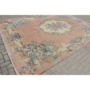 Alfombra turca Vintage clásica naranja Beige 9,4X13,9 pies diseño de retazos tejido plano lana nueva para entrada o pasillo - Product Image 4