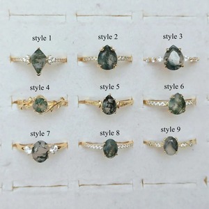 Dainty Moss Agate 925 Silver Birthstone <b>Ring</b> Healing <b>Crystal</b> Handmade Jewelry Elegant Gift for Women Mom Wife Birthday - Product Image 3