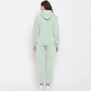 Oversize Slouchy Fit High Waisted 80% Algodón 20% Poliéster Linear Arch Hood & Jogger Chándal de mujer negro - Product Image 4