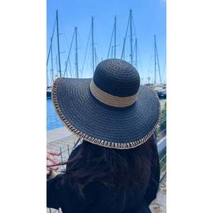 Black <b>Straw</b> <b>Hat</b> with Zigzag Stripe - <b>Summer</b> Sun Protection Accessory - Ideal <b>for</b> Beach Style HSR2103 - black2103 - Product Image 5