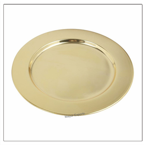 Assiette de service en acier inoxydable écologique avec finition dorée, diamètre 33 cm, style classique - Product Image 4