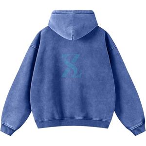 Streetwear personnalisé sweats à capuche avec fermeture éclair et délavés à l'acide pour femmes ensemble de sweat à capuche court avec broderie et pantalon de survêtement pour femmes - Product Image 3