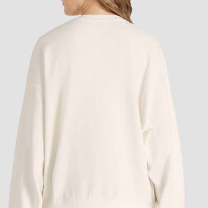 Venta al por mayor de Sudadera de cuello redondo con logotipo personalizado para mujer minorista en blanco nueva sudadera de algodón liso con diseño forrado patrón sólido - Product Image 4