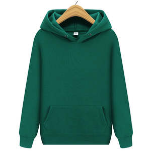 Sweat-shirt à capuche vert uni pour homme, pull décontracté, streetwear d'hiver - Product Image 1